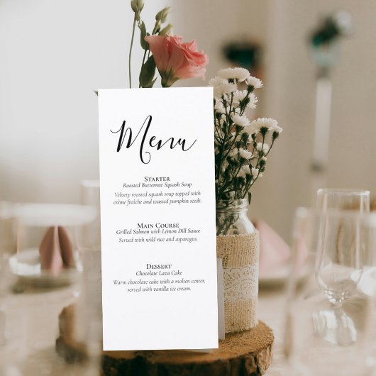 Simple Formal Wedding Menu Card メニュー