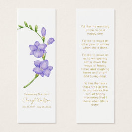 Simple Freesia Funeral Memorial Bookmark