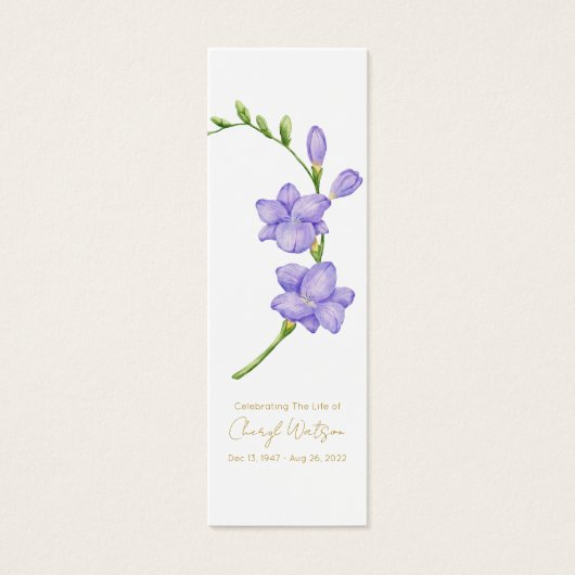 Simple Freesia Funeral Memorial Bookmark (正面)