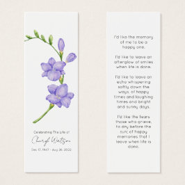 Simple Freesia Funeral Memorial Bookmark