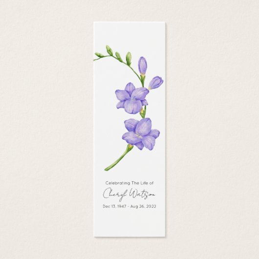 Simple Freesia Funeral Memorial Bookmark (正面)
