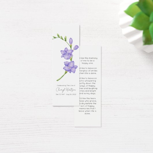 Simple Freesia Funeral Memorial Bookmark (デスク)