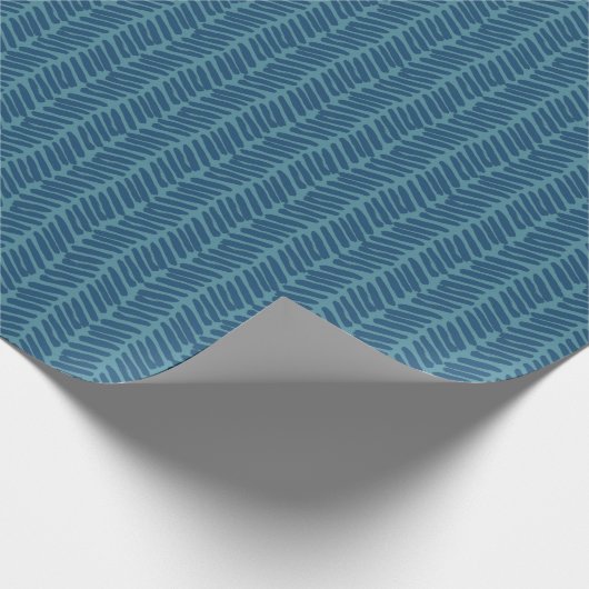Simple Fun Dark Teal Blue Zigzag Art Pattern ラッピングペーパー (角)