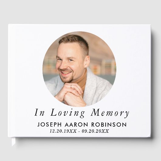 Simple Funeral 2 Photo Modern Memorial Keepsake ゲストブック (正面)