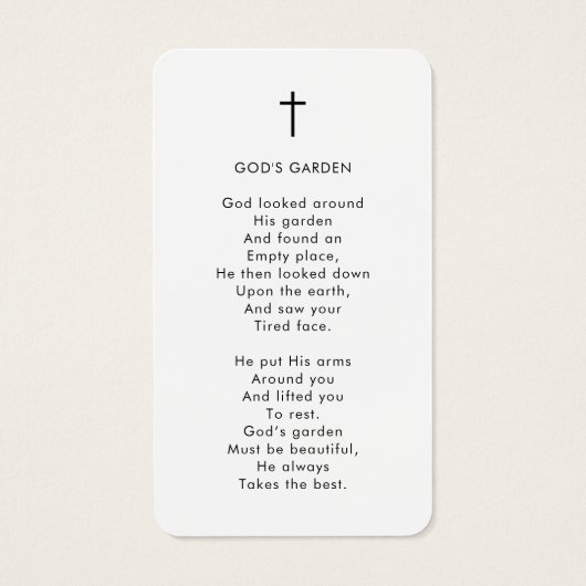 Simple Funeral In Memory Photo Cross Prayer Card (裏面)