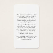 Simple Funeral In Memory Photo Prayer Card (裏面)