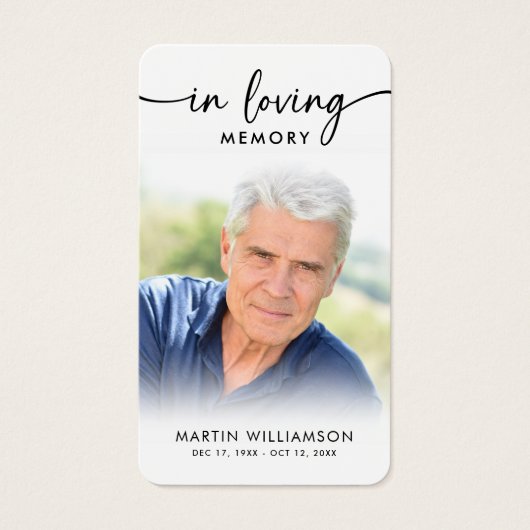 Simple Funeral In Memory Photo Prayer Card (正面)