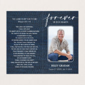 Simple Funeral Memorial Denim Prayer Photo Card 名刺 (外部フラット)