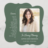 Simple Funeral Memorial Modern Sage Green Cards (正面/裏面)