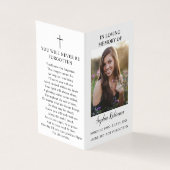 Simple Funeral Memorial Photo Prayer Card (外部)