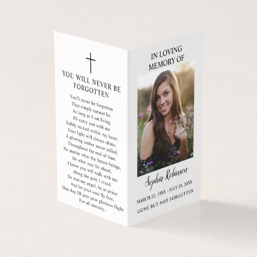 Simple Funeral Memorial Photo Prayer Card (外部)