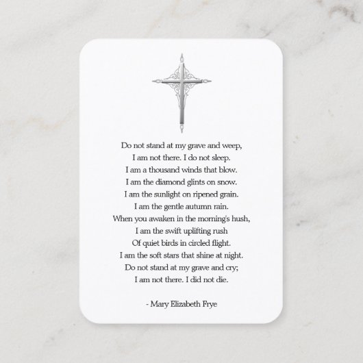 Simple Funeral Memorial Photo Prayer Card 名刺 (裏面)