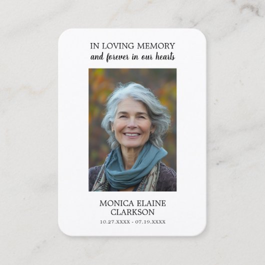 Simple Funeral Memorial Photo Prayer Card 名刺 (正面)