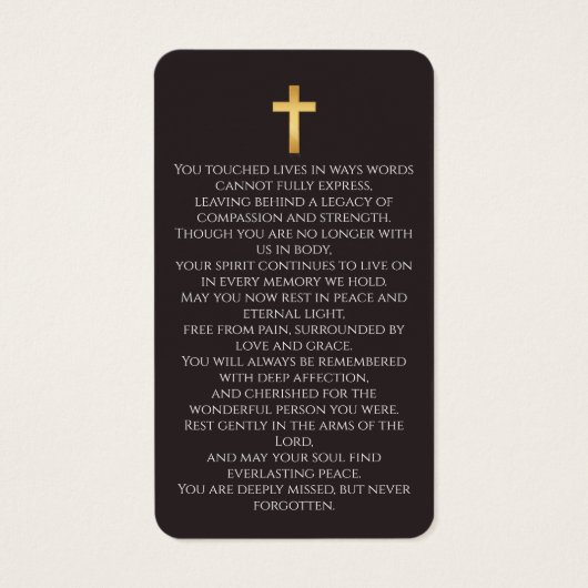 Simple Funeral Memorial Prayer Photo Black Card (裏面)