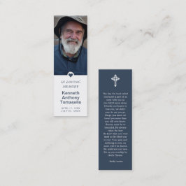 Simple Funeral Memorial Prayer Photo Bookmark Card スキニー名刺
