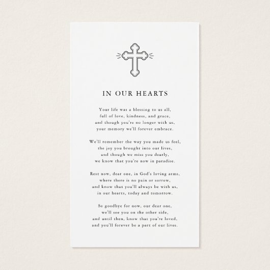 Simple Funeral Memorial Prayer Photo Card (裏面)