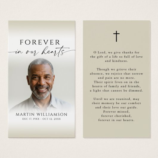 Simple Funeral Memorial Prayer Photo Card (正面&裏面)