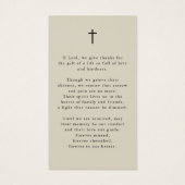 Simple Funeral Memorial Prayer Photo Card (裏面)