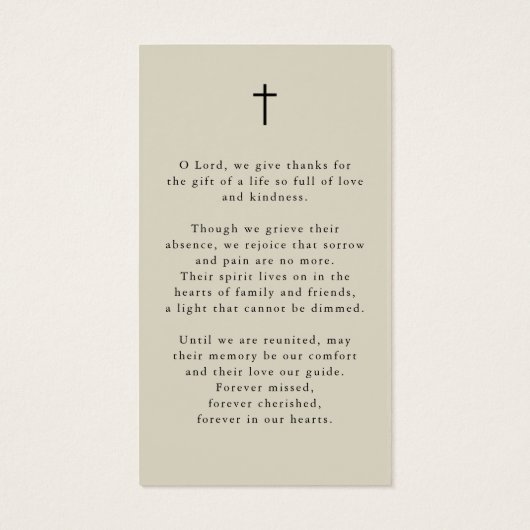 Simple Funeral Memorial Prayer Photo Card (裏面)