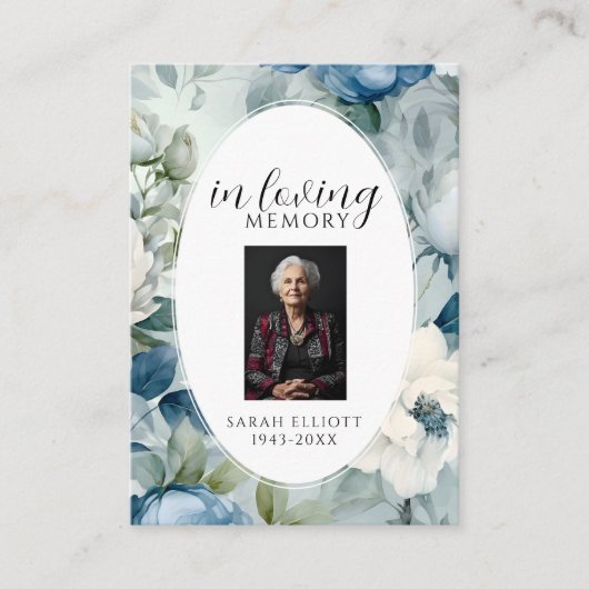 Simple Funeral Memorial Prayer Photo Card 名刺 (正面)