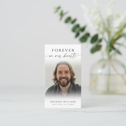 Simple Funeral Memorial Prayer Photo Card 名刺 (スタンド正面)