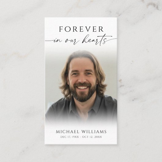 Simple Funeral Memorial Prayer Photo Card 名刺 (正面)