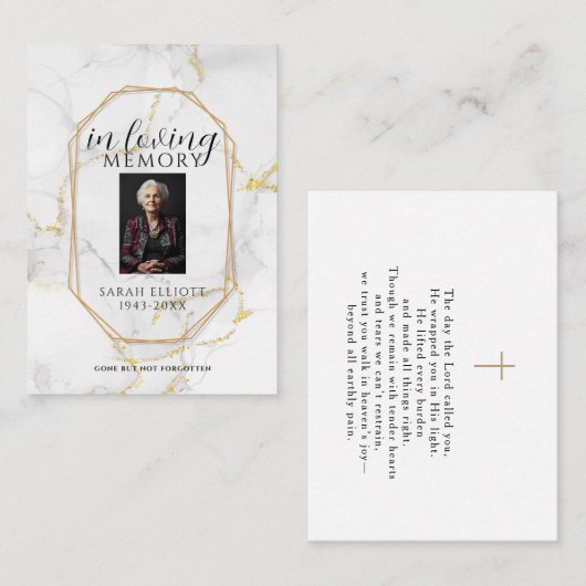 Simple Funeral Memorial Prayer Photo Card 名刺 (正面/裏面)