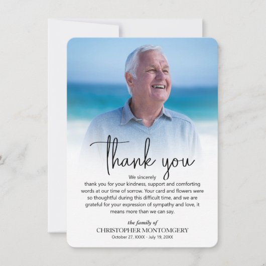 Simple Funeral Photo サンキューカード (正面)
