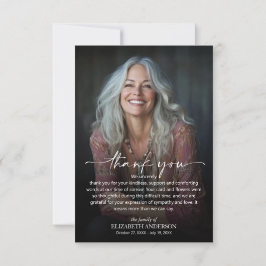 Simple Funeral Photo サンキューカード (正面)