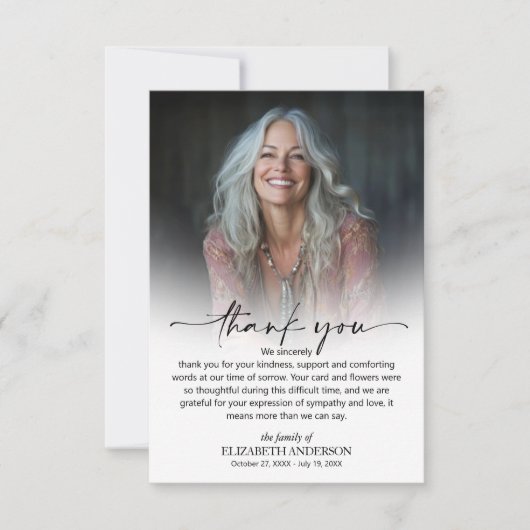 Simple Funeral Photo サンキューカード (正面)