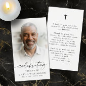 Simple Funeral Photo Cross Sympathy Prayer Card
