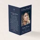Simple Funeral Photo Folder Blue Prayer Card (外部)