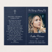Simple Funeral Photo Folder Blue Prayer Card (外部フラット)