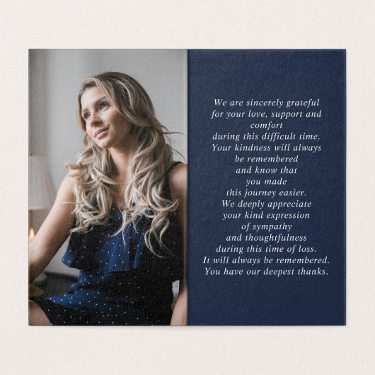 Simple Funeral Photo Folder Blue Prayer Card (内部フラット)