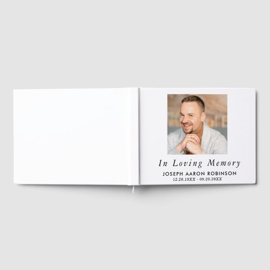 Simple Funeral Photo Modern Memorial Keepsake ゲストブック (全面)