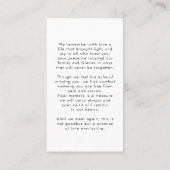 Simple Funeral Photo Remembering Name Prayer Card 名刺 (裏面)