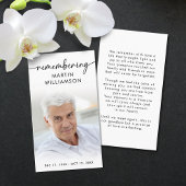 Simple Funeral Photo Remembering Name Prayer Card 名刺
