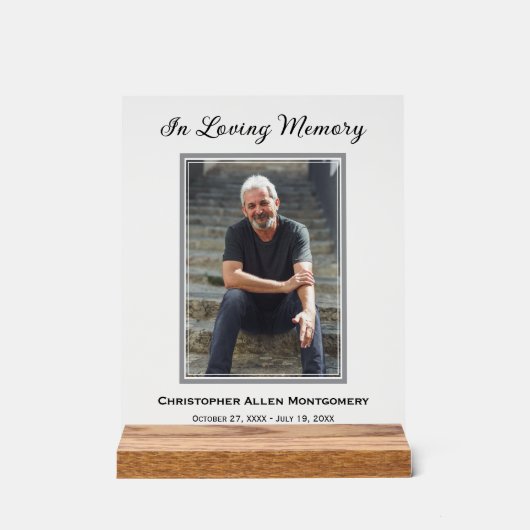 Simple Funeral Photo Sympathy Memorial アクリルサイン (正面)
