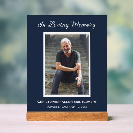 Simple Funeral Photo Sympathy Memorial アクリルサイン (ニュートラル)