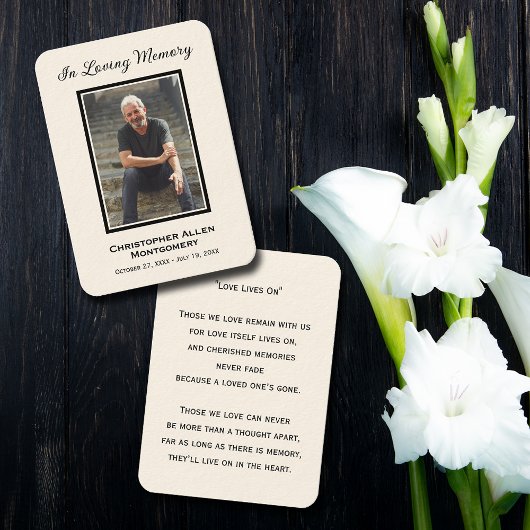 Simple Funeral Photo Sympathy Memorial Prayer Card 名刺