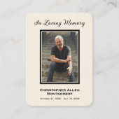 Simple Funeral Photo Sympathy Memorial Prayer Card 名刺 (正面)