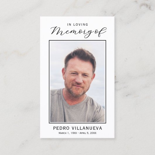 Simple Funeral Prayer Photo Sympathy Cards 名刺 (正面)