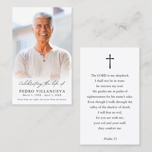 Simple Funeral Sympathy Memorial Photo Prayer Card 名刺 (正面/裏面)