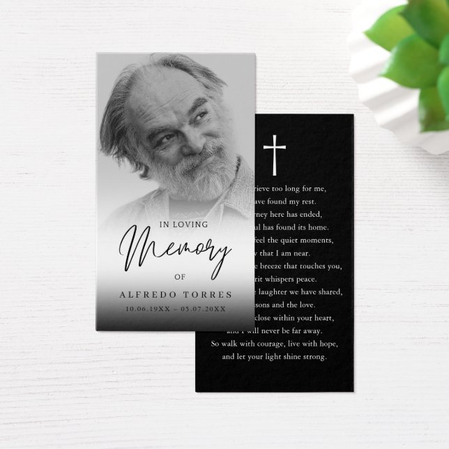 Simple Funeral Sympathy Photo Memorial Prayer Card (デスク)