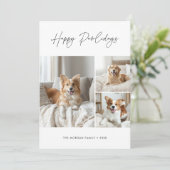 Simple Funny Dog Photo Christmas Happy Pawlidays シーズンカード (スタンド正面)