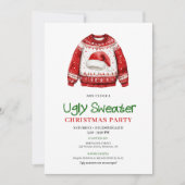 Simple Funny Ugly Sweater Christmas Party 招待状 (正面)