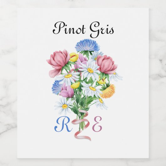 Simple Garden Spring Daisy Wildflower Minimal ワインラベル (シングルラベル)