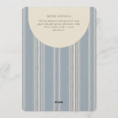 Simple Gender Neutral Geometric Stripe Blue Beige 招待状 (裏面)