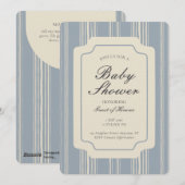 Simple Gender Neutral Geometric Stripe Blue Beige 招待状 (正面/裏面)