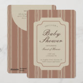 Simple Gender Neutral Geometric Stripe Brown Beige 招待状 (正面/裏面)